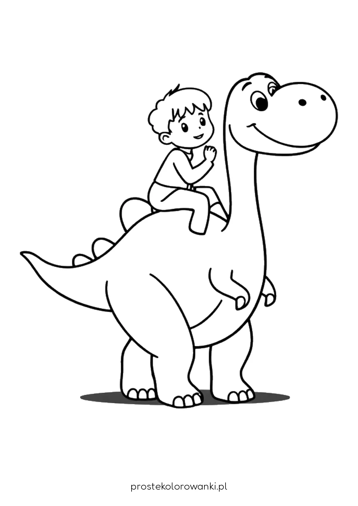 Chłopiec na grzbiecie przyjaznego dinozaura