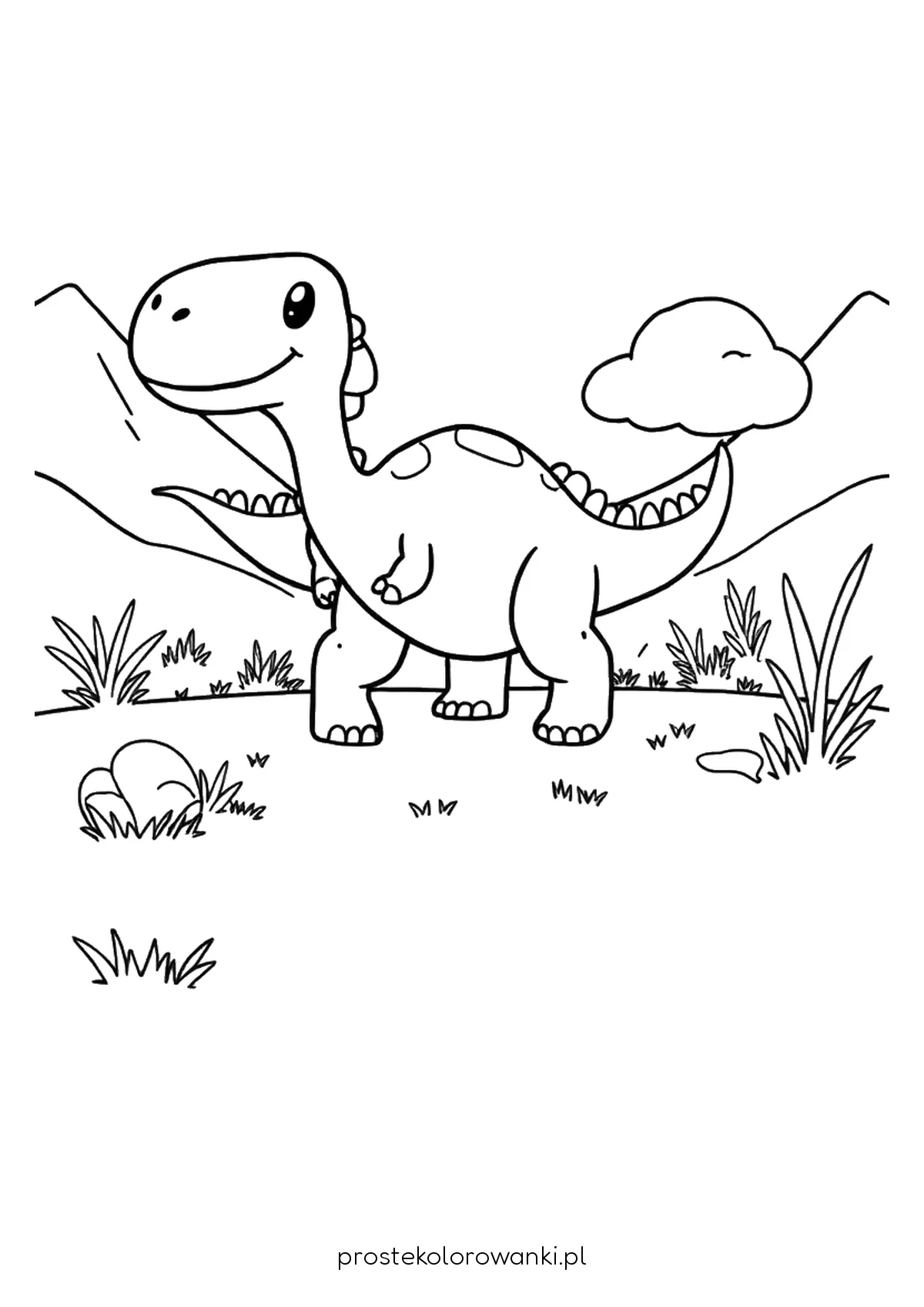 Dinozaur z długą szyją na łące
