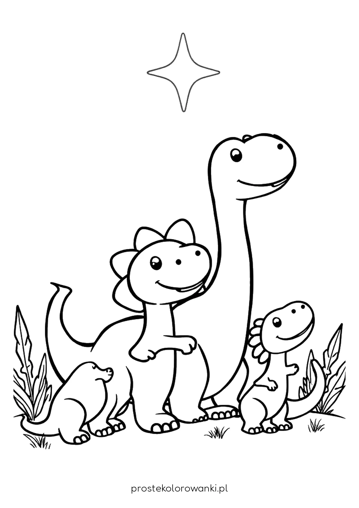 Rodzina dinozaurów i spadająca gwiazda