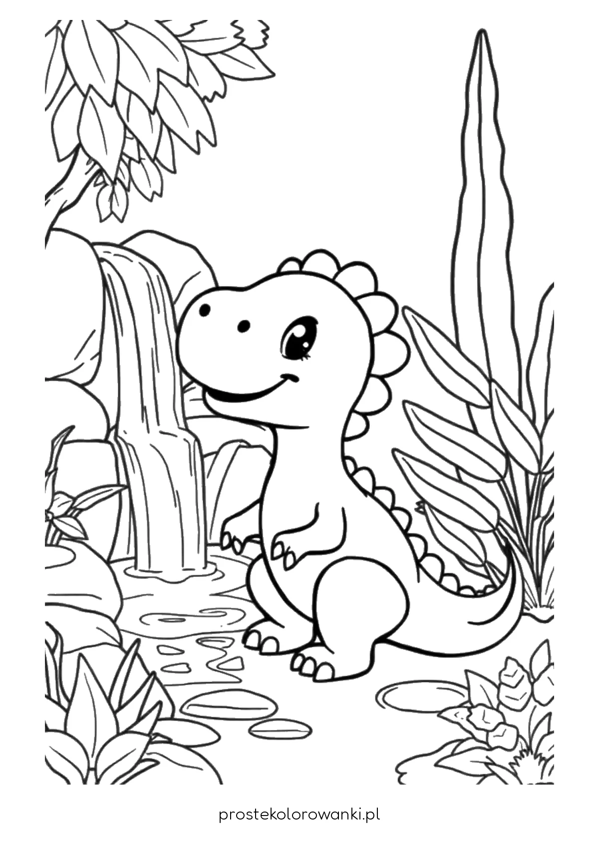 Mały dinozaur w prehistorycznym lesie