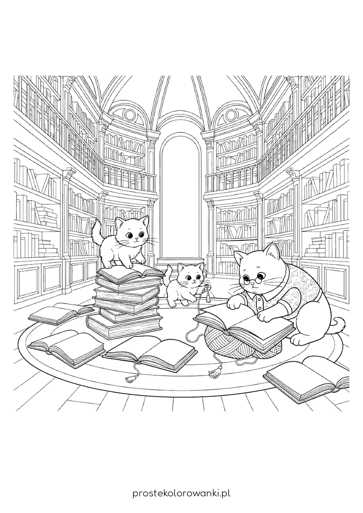 Koty w bibliotece