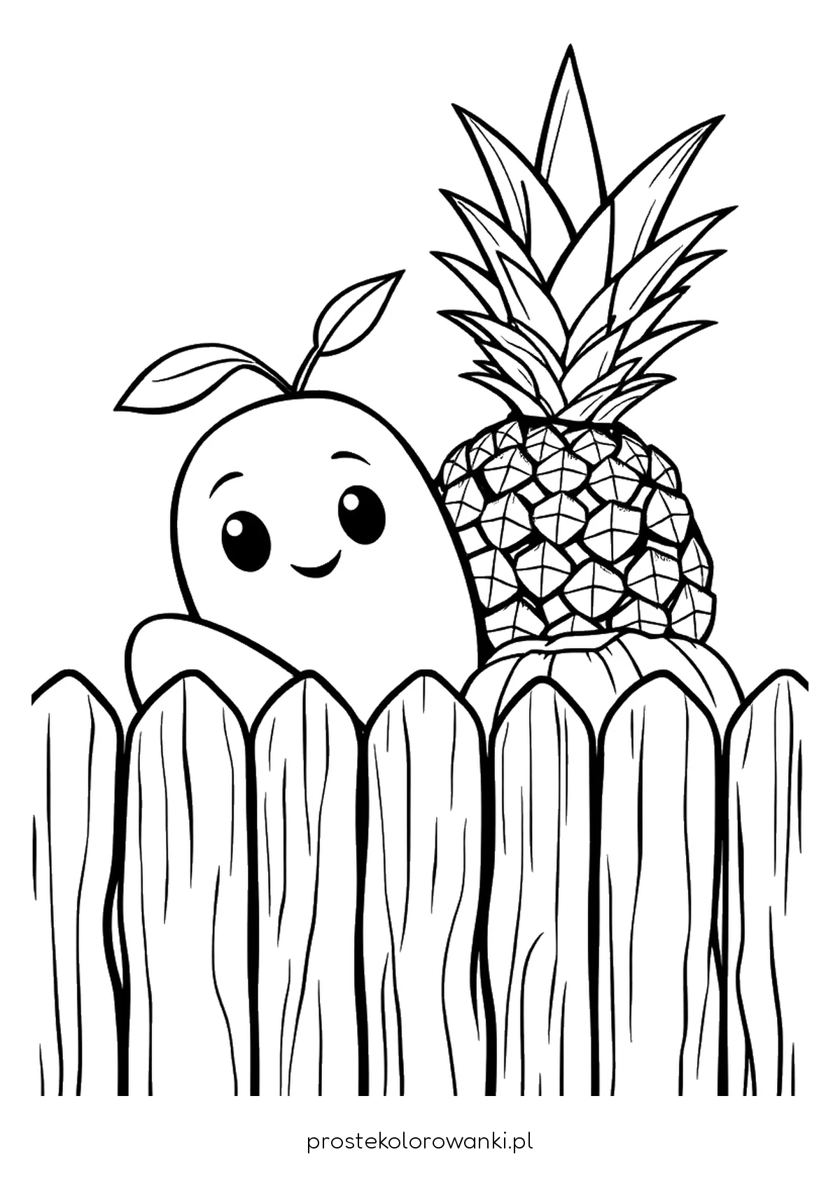 Ananas i owoc zza drewnianego płotu
