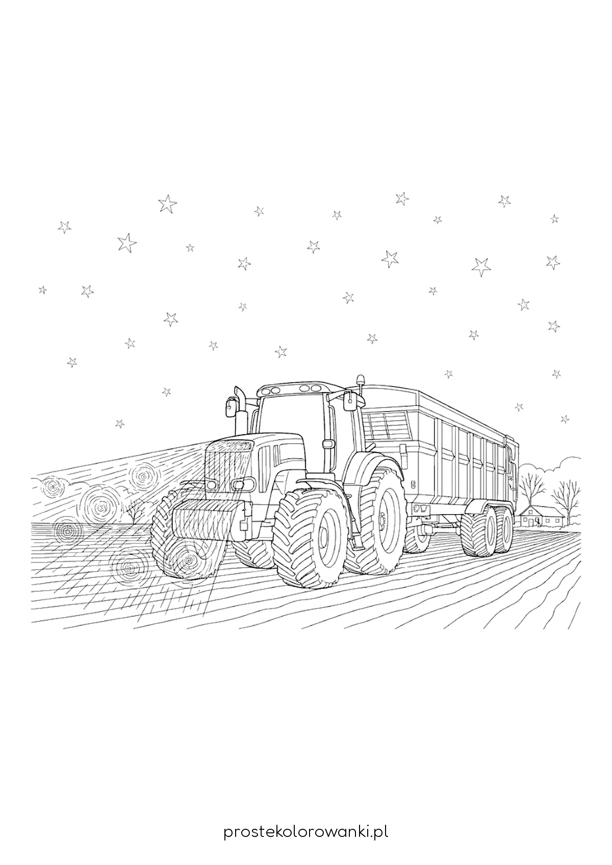 Nowoczesny traktor rolniczy w nocy