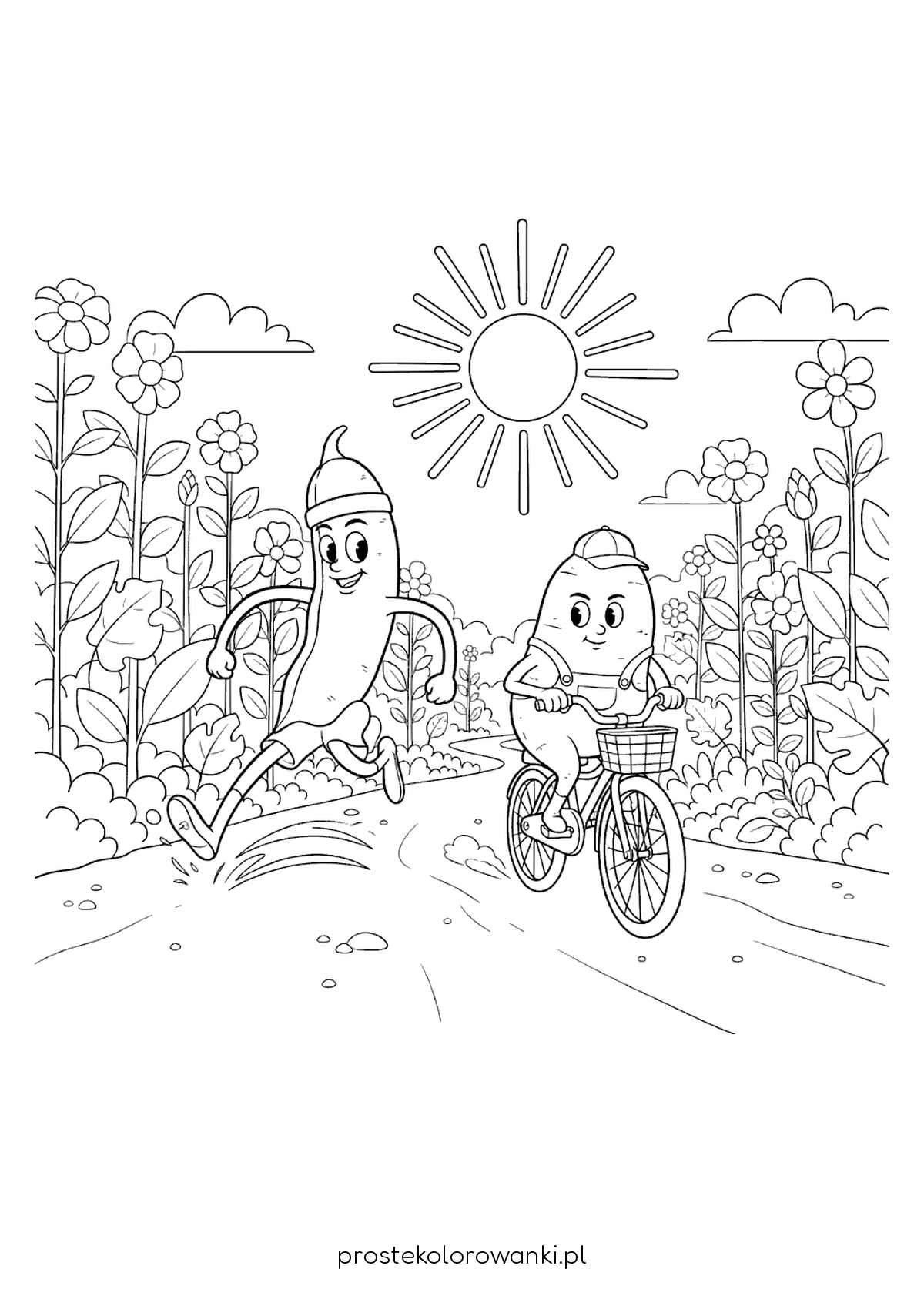 Warzywa na wycieczce rowerowej w słońcu